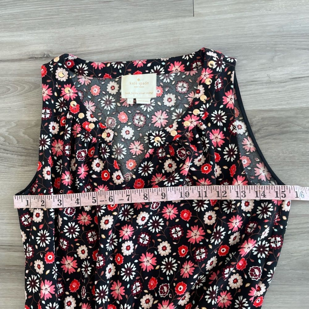 Kate Spade S Black Floral Sleeveless Studded Dress - Picture 4 of 8